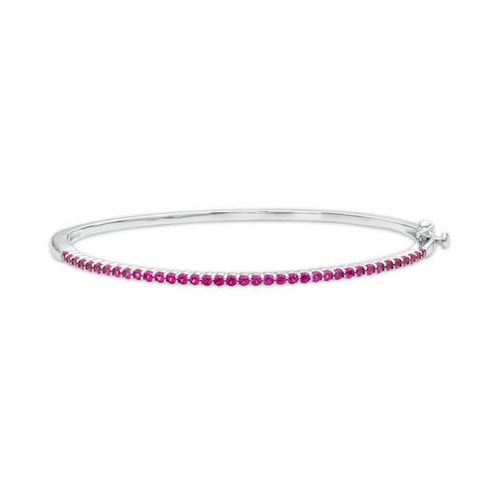 Lab-Created Ruby Bangle in Sterling Silver â 7.25"