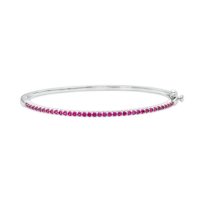 Main Image 1 of Lab-Created Ruby Bangle in Sterling Silver – 7.25"