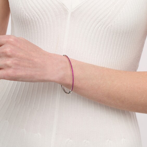 Lab-Created Ruby Bangle in Sterling Silver â 7.25"