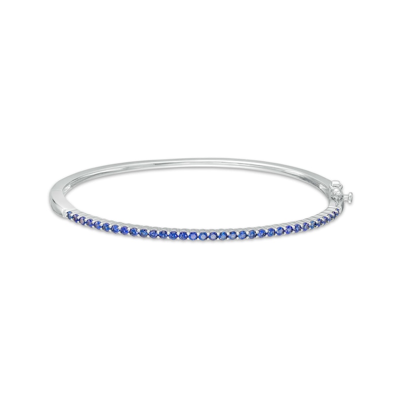 Main Image 1 of Blue Lab-Created Sapphire Bangle in Sterling Silver – 6.5&quot;