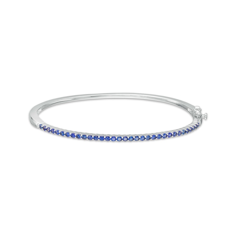 Blue Lab-Created Sapphire Bangle in Sterling Silver – 6.5"