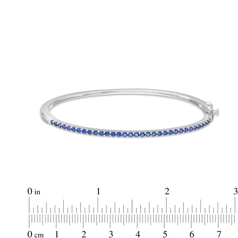Main Image 3 of Blue Lab-Created Sapphire Bangle in Sterling Silver – 6.5&quot;