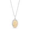 Thumbnail Image 1 of 1/10 CT. T.W. Diamond Frame Praying Hands Oval Medallion Pendant in Sterling Silver and 10K Gold