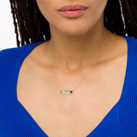 1/10 CT. T.w. Diamond "Mama" Bar Necklace in 10K Gold - 17"