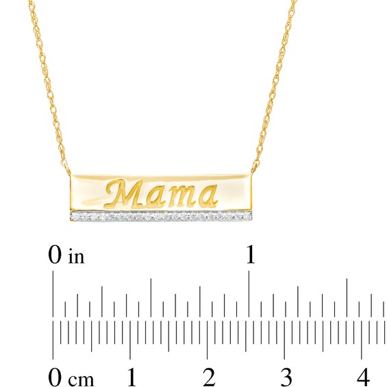1/10 CT. T.w. Diamond "Mama" Bar Necklace in 10K Gold - 17"