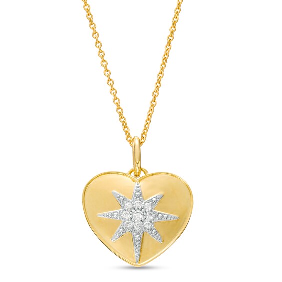 1/20 CT. T.w. Diamond Heart with North Star Pendant in 10K Gold – 17"