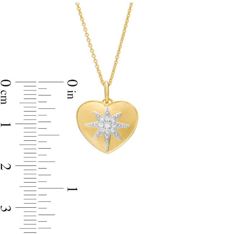 Main Image 3 of 1/20 CT. T.W. Diamond Heart with North Star Pendant in 10K Gold – 17"
