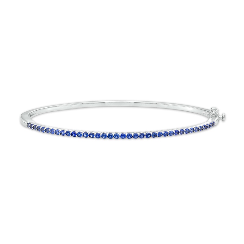 Main Image 1 of Blue Lab-Created Sapphire Bangle in Sterling Silver – 7.25"