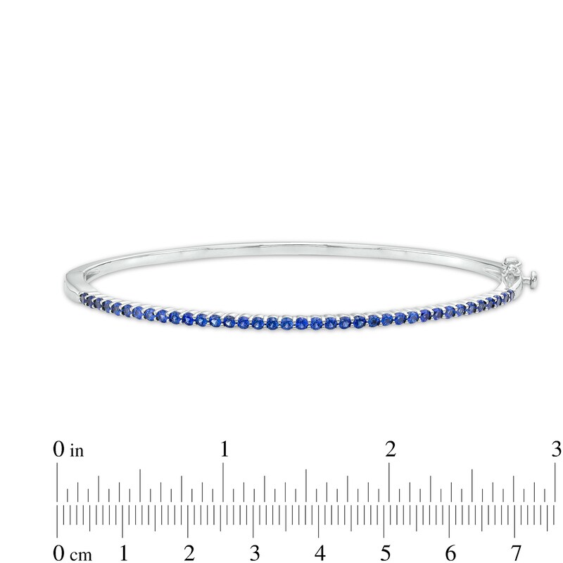 Main Image 3 of Blue Lab-Created Sapphire Bangle in Sterling Silver – 7.25"