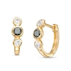 Thumbnail Image 1 of 1/2 CT. T.W. Black and White Diamond Trio Hoop Earrings in 10K Gold