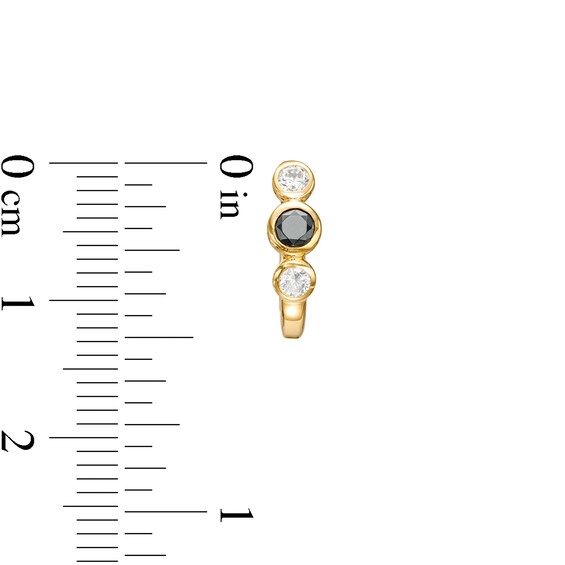 1/2 CT. T.w. Black and White Diamond Trio Hoop Earrings in 10K Gold