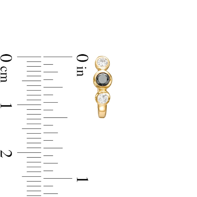 Main Image 3 of 1/2 CT. T.W. Black and White Diamond Trio Hoop Earrings in 10K Gold