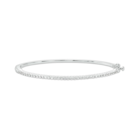 White Lab-Created Sapphire Bangle in Sterling Silver â 7.25"