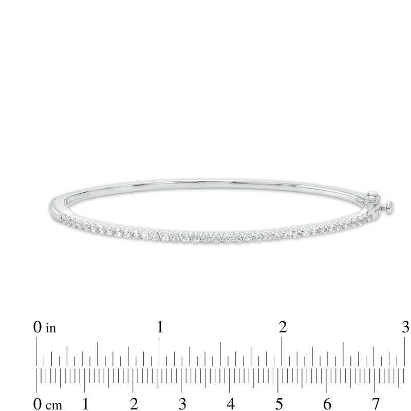 Main Image 3 of White Lab-Created Sapphire Bangle in Sterling Silver – 7.25"