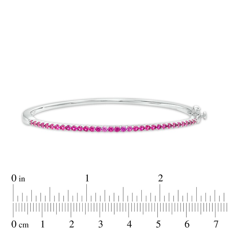 Main Image 3 of Lab-Created Ruby Bangle in Sterling Silver – 6.5"
