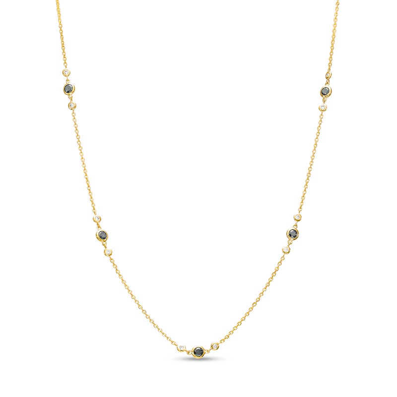 Main Image 1 of 1 CT. T.W. Black and White Diamond Station Necklace in 10K Gold