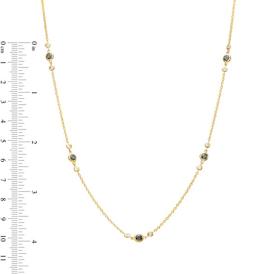 1 CT. T.w. Black and White Diamond Station Necklace in 10K Gold