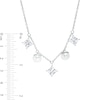 Thumbnail Image 3 of 7.0mm Freshwater Cultured Pearl and White Lab-Created Sapphire Five Stone Necklace in Sterling Silver