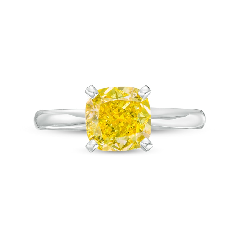 2 CT. Certified Cushion-Cut Yellow Lab-Created Diamond Solitaire ...