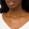 Thumbnail Image 2 of Outlined Square and Oval Alternating Link Necklace in 10K Gold