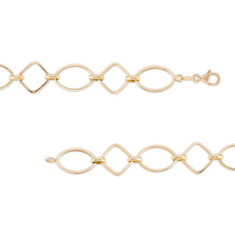 Main Image 3 of Outlined Square and Oval Alternating Link Necklace in 10K Gold