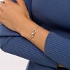 Thumbnail Image 1 of Cultured Freshwater Pearl and White Lab-Created Sapphire "MOM" Bracelet in Sterling Silver with 10K Gold Plate – 7.5"