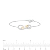 Thumbnail Image 3 of Freshwater Cultured Pearl and White Lab-Created Sapphire "MOM" Bracelet in Sterling Silver with 10K Gold Plate – 7.5"