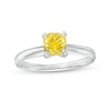 Thumbnail Image 1 of 1 CT. Certified Cushion-Cut Yellow Lab-Grown Diamond Solitaire Engagement Ring in 14K White Gold