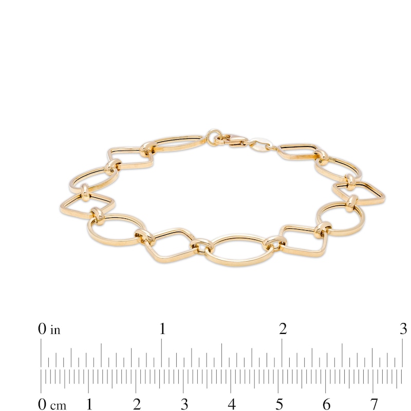 Main Image 3 of Outlined Square and Oval Alternating Link Bracelet in 10K Gold - 7.5"