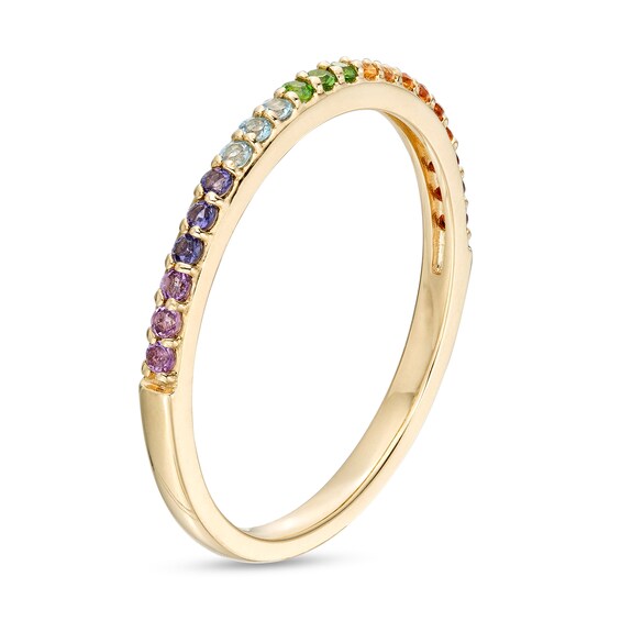 Multi-Gemstone Rainbow Band in 10K Gold