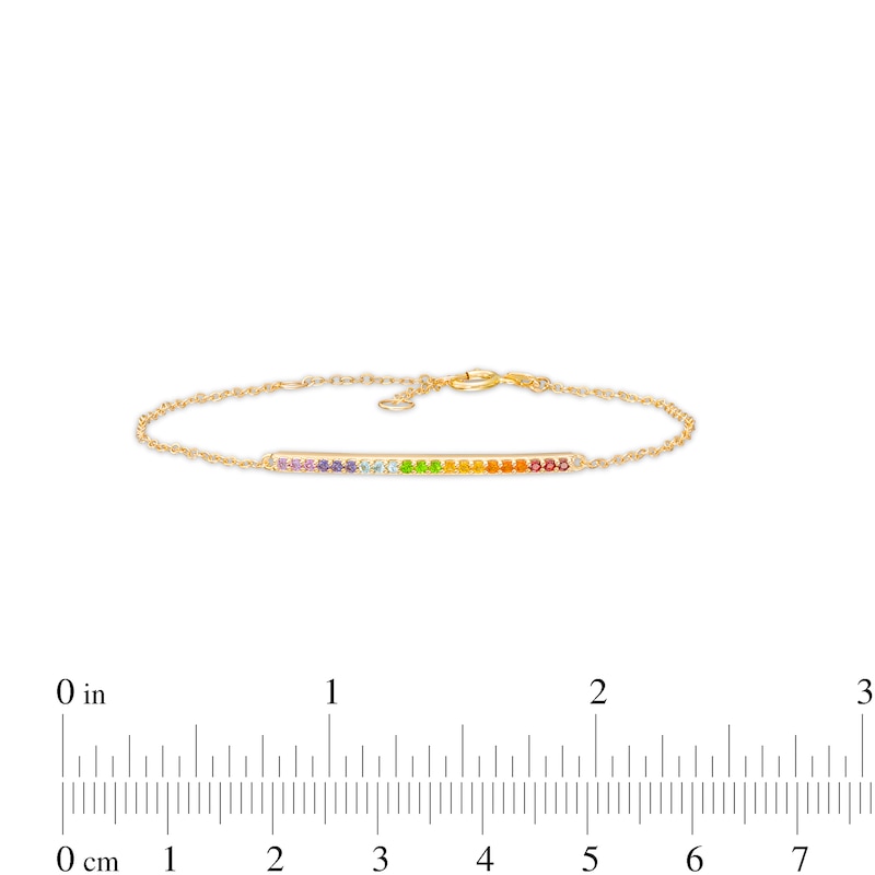 Multi-Gemstone Rainbow Bar Bracelet in 10K Gold – 7.75"