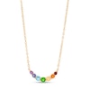 Thumbnail Image 0 of Multi-Gemstone Graduated Curved Rainbow Necklace in 10K Gold – 20"