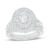 Thumbnail Image 1 of 2 CT. T.W. Oval Diamond Double Frame Split Shank Vintage-Style Bridal Set in 14K White Gold