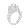 Thumbnail Image 3 of 2 CT. T.W. Oval Diamond Double Frame Split Shank Vintage-Style Bridal Set in 14K White Gold
