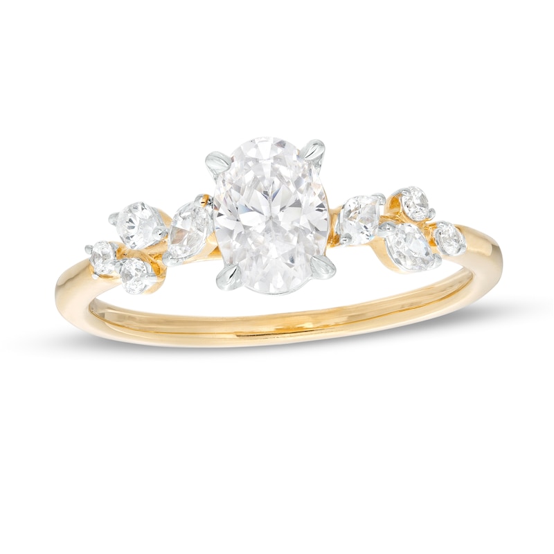 Main Image 1 of 1 CT. T.W. Oval Diamond Scatter Engagement Ring in 14K Gold