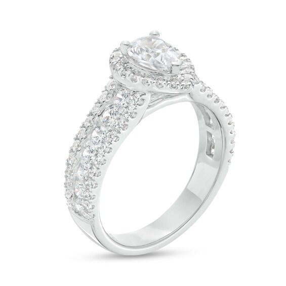 1-3/4 CT. T.w. Pear-Shaped Diamond Frame Triple Row Engagement Ring in 14K White Gold