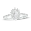 Thumbnail Image 1 of 5/8 CT. T.W. Oval Diamond Double Sunburst Frame Engagement Ring in 14K White Gold