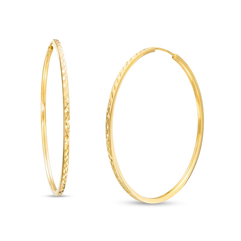 Main Image 1 of 40.0mm Diamond-Cut Hoop Earrings in 10K Gold