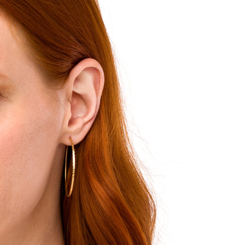 Main Image 2 of 40.0mm Diamond-Cut Hoop Earrings in 10K Gold