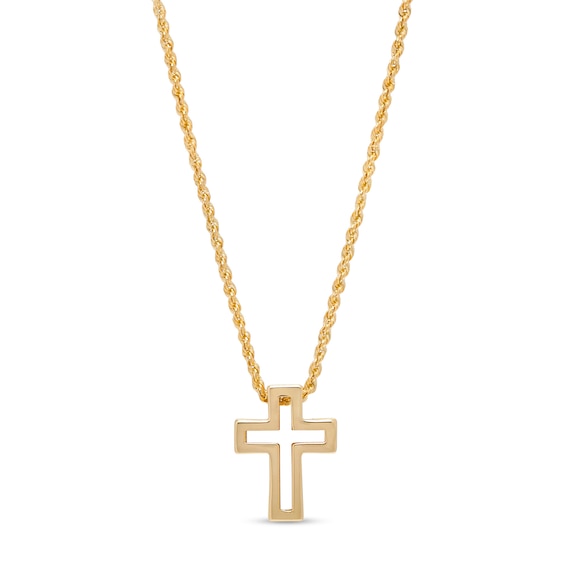 Bold Cross Outline Pendant in 10K Gold