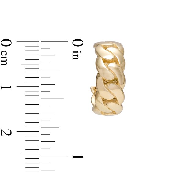 15.0mm Curb Link J-Hoop Earrings in 10K Gold