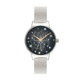 Ladies' Olivia Burton Celestial Crystal Accent Mesh Watch with Dark Grey Dial (Model: OB16GD85)