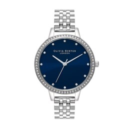 Ladies' Olivia Burton Classics Crystal Accent Watch with Dark Blue Dial (Model: OB16DE12)