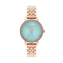 Ladies' Olivia Burton Classics Crystal Accent Rose-Tone IP Watch with Mint Green Dial (Model: OB16MD104)