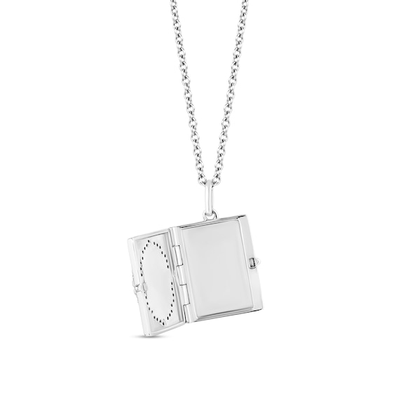 Enchanted Disney Belle 1/8 CT. T.w. Diamond Book Locket Pendant in Sterling Silver and 10K Rose Gold â 19"