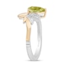 Thumbnail Image 1 of Enchanted Disney Tiana Pear-Shaped Green Quartz and 1/15 CT. T.W. Diamond Flower Ring in Sterling Silver and 10K Gold