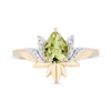 Thumbnail Image 3 of Enchanted Disney Tiana Pear-Shaped Green Quartz and 1/15 CT. T.W. Diamond Flower Ring in Sterling Silver and 10K Gold