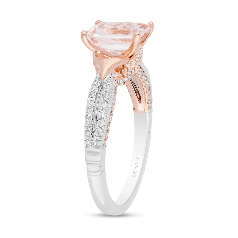 Main Image 2 of Enchanted Disney Aurora Morganite and 1/3 CT. T.W. Diamond Split Shank Engagement Ring in 14K Two-Tone Gold