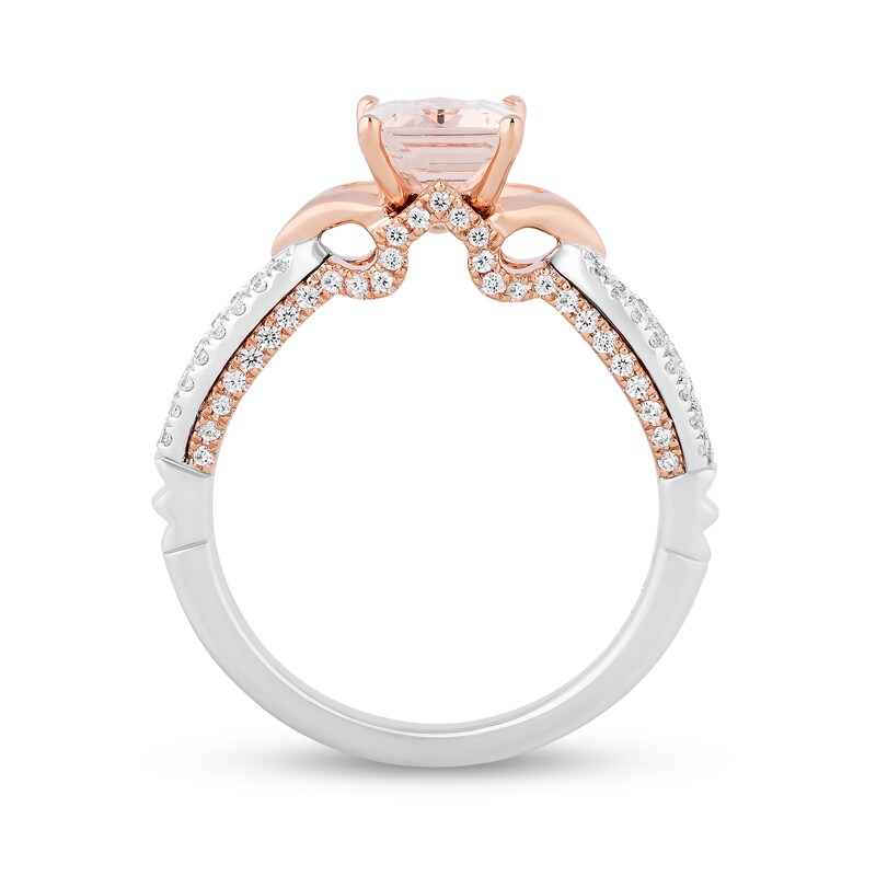 Main Image 3 of Enchanted Disney Aurora Morganite and 1/3 CT. T.W. Diamond Split Shank Engagement Ring in 14K Two-Tone Gold