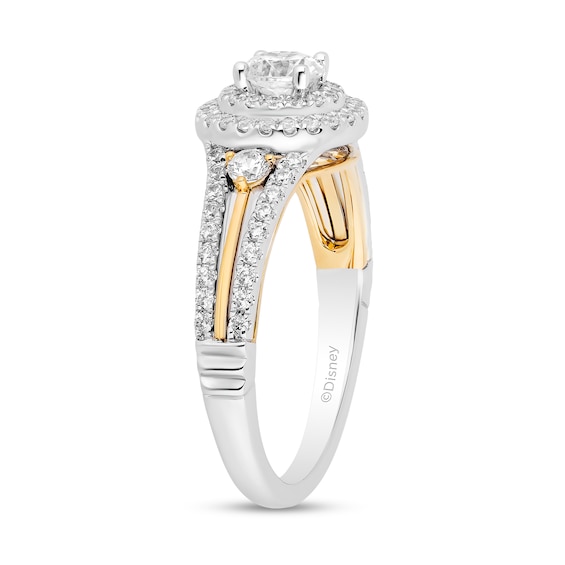 Enchanted Disney Rapunzel 1 CT. T.w. Diamond Double Frame Engagement Ring in 14K Two-Tone Gold